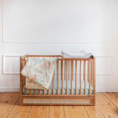 Patut cu sertar independent din lemn pentru bebe, inaltime saltea reglabila, Boho vintage 120A 60 cm