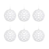 Set Globuri de Craciun Alb Glitter &Oslash;8cm - 6 bucăți pentru decorarea casei, CMCLASS