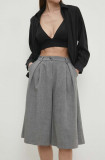 Cumpara ieftin Answear Lab pantaloni scurti femei, culoarea gri, neted, high waist