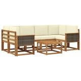 vidaXL Set de canapele de exterior cu pernă 5 pcs Natural și Crem 3385026