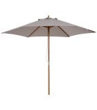 Outsunny Umbrelă de Grădină 2.5x2.3m Parasolar cu 6 Nervuri din Lemn și Poliester Crem | Aosom Romania