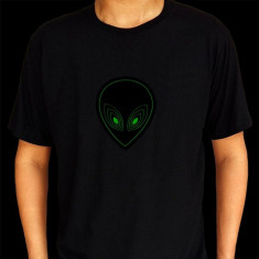 Tricou luminos cu egalizator, Alien, verde foto