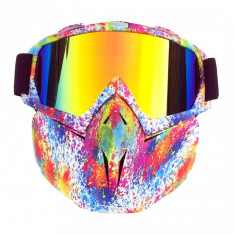 Masca protectie fata plastic dur + ochelari ski, lentila multicolora, MCMFD01 foto