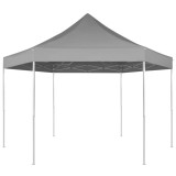 VidaXL Marchiză pliabilă hexagonală, gri, 3,6 x 3,1 m