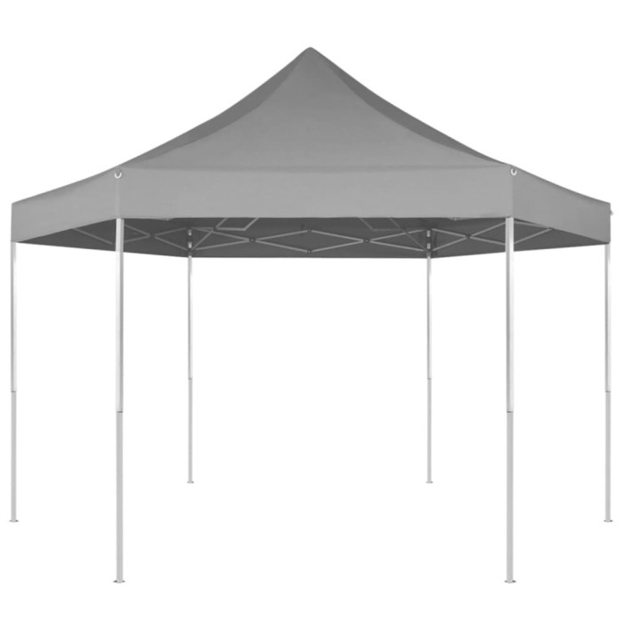 vidaXL Marchiză pliabilă hexagonală, gri, 3,6 x 3,1 m