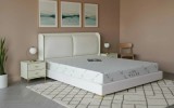 Cumpara ieftin Pat Marvis 180x200 cm Tapitat Catifea Nuanta Crem Somiera Inclusa (cod 8211)