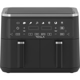 Friteuza aer cald Tesla AF900BSD, 9 L, 2400WPanou digital, cos dublu, 8 programe, Negru