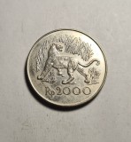 Indonezia 2000 Rupiah Rupii 1974 UNC Argint tiraj mic 43648 bucati, Asia