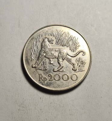 Indonezia 2000 Rupiah Rupii 1974 UNC Argint tiraj mic 43648 bucati foto