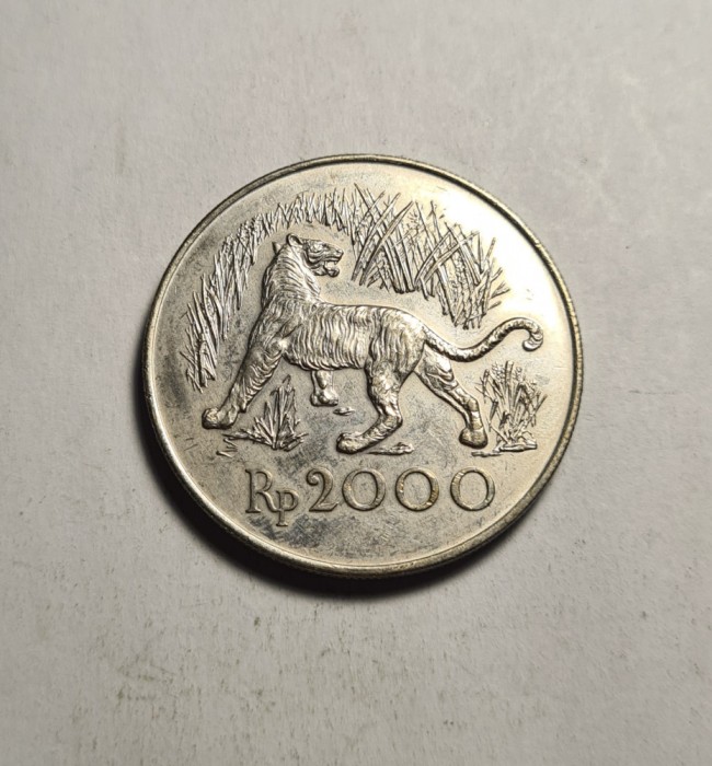Indonezia 2000 Rupiah Rupii 1974 UNC Argint tiraj mic 43648 bucati