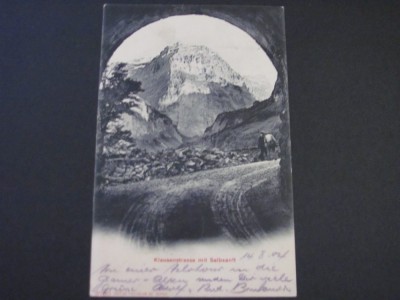 Carte Poștală Vintage Elveția - &amp;quot;Klausenstrasse mit Selbsanft&amp;quot; (cel mai probabil din perioada 1900&amp;ndash;1940) foto