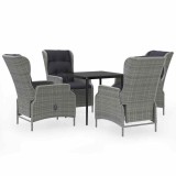 Cumpara ieftin Set de mobilier pentru gradina, 5 piese, gri deschis