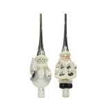 Varf de brad - Glass - Santa, Snowman - White-Silver - mai multe modele | Kaemingk