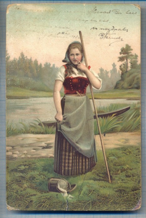 AX 495 CP VECHE-TANARA IN TINUTA DE EPOCA -1903-DOBRII-VARNA -BULGARIA