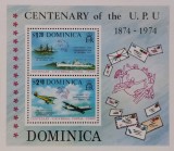BC704, Dominica 1974, colita UPU, aviatie, vapoare