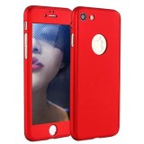 Cumpara ieftin Husa iPhone 7, MyStyle, 360&deg;, Policarbonat, Folie Sticla, Rezistenta Soc, Praf, Zgarieturi, Rosu