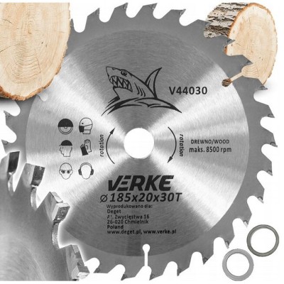 Disc vidia pentru circular, 185 x 20 x 30T, taierea lemnului si a materialelor asemanatoare, Verke foto