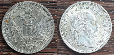 (A119) MONEDA DIN ARGINT AUSTRIA - 10 KREUZER 1872, MATRITA SPARTA, STARE F BUNA foto