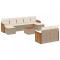 Set canapele de gradina cu perne, 10 piese, bej, poliratan