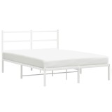 Cumpara ieftin Cadru de pat metalic cu tablie, alb, 135x190 cm