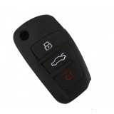 Husa Cheie Compatibila cu Audi A6 3 Butoane Silicon Neagra