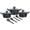 Set oale Grunberg 10 piese, 3 vase compatibile plita inductie, 3 capace sticla, 4 ustensile, Albastru