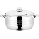 Cratita din inox cu capac, diametrul 34 cm, capacitate 14.5 l, Argintiu