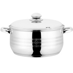 Cratita din inox cu capac, diametrul 34 cm, capacitate 14.5 l, Argintiu