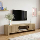 Comoda TV Lukkodso 150x40x40 cm, aspect stejar mediu, [en.casa]