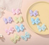 Set de 2 clame par - Fluturasi cu paiete (Culoare: Bleu)