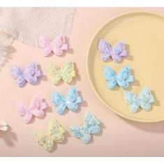 Set de 2 clame par - Fluturasi cu paiete (Culoare: Bleu)