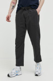 Abercrombie &amp; Fitch pantaloni din amestec de in culoarea gri, drept