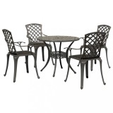 Cumpara ieftin Set mobilier de grădină, 5 piese, bronz, aluminiu turnat