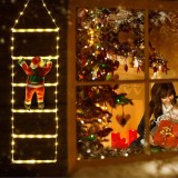 Instalatie de craciun led model mos craciun pe scara, 1 m, 6 trepte, 80 de luminite, 8 moduri, lumina calda, multicolor, Oem