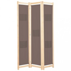 vidaXL Paravan de cameră cu 3 panouri, maro, 120x170x4 cm, textil