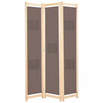 vidaXL Paravan de cameră cu 3 panouri, maro, 120x170x4 cm, textil foto