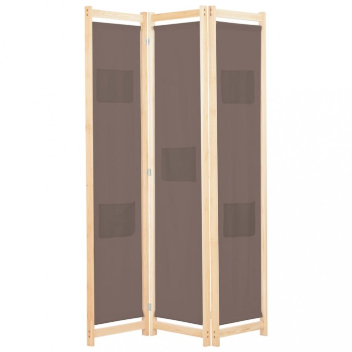 vidaXL Paravan de cameră cu 3 panouri, maro, 120x170x4 cm, textil