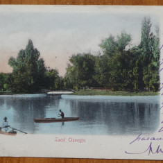 Carte postala , Bucuresti , Lacul Cismigiu , 1901