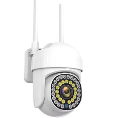 Camera supraveghere pentru exterior, cu microfon incorporat, audio bidirectional, night vision, rezistenta la apa si intemperii, din ABS, alb