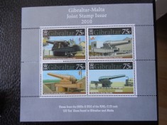 Gibraltar-Tunuri navale emisiune comuna Gibraltar-Malta -bloc nestampilat MNH foto