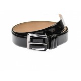 Curea barbati eleganta, din piele eco, lacuita neagra 3.5 cm - DR003LN