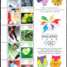 JAPONIA 1998, J.O. Nagano, Sport, Flora, serie neuzata, MNH