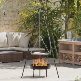 VidaXL Tripod pentru gătit pe foc de tabără cu grătar și tavă pentru foc 170 cm