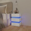 Noptiera moderna cu LED, alb, 45x35x67 cm, lemn prelucrat, dulap dormitor, veioza inclusa, USB si telecomanda