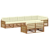 vidaXL Set de canapele de exterior cu pernă 8 pcs Natural și Crem 3383508