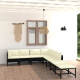 Cumpara ieftin Gossi set mobilier de gradina cu perne, 8 piese, negru, poliratan