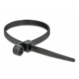 Set 10 bride L 200 x W 4.8 mm cu inel pentru fixare Negru, Delock 18950