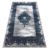Covor CORE W9797 Cadru, Rosette - structural, două niveluri de l&acirc;nă, albastru / gri, 160x220 cm, Dreptunghi, Lana