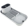 Scurgator ingust de bucatarie Pufo pentru uscat vase cu suport pentru tacamuri, 40 x 20 cm, gri