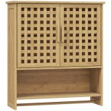 HOMCOM Dulap de perete pentru baie din bambus cu 2 uși ventilate, compartiment deschis și poliță reglabilă, lemn natural | Aosom Romania